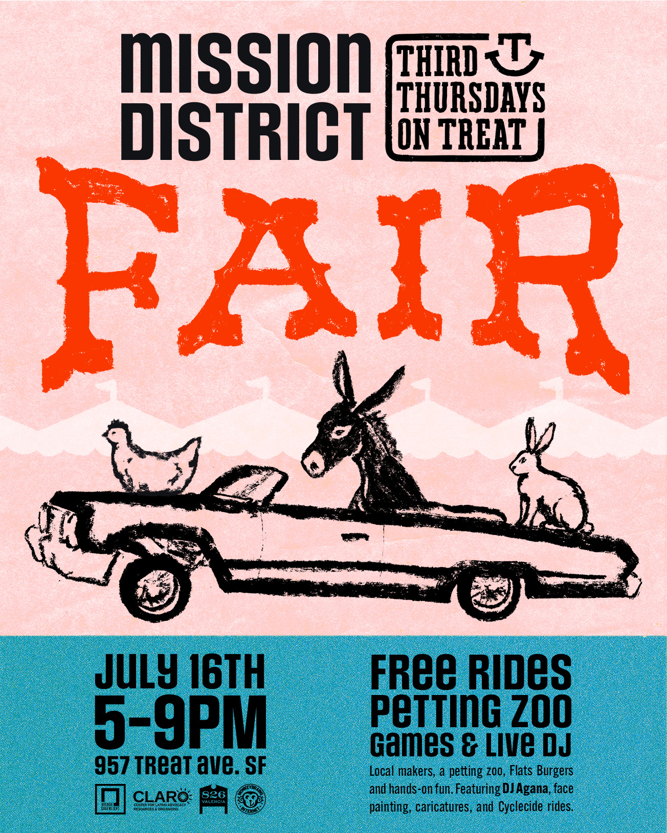THIRD THURSDAYS ON TREAT FREE NIGHT MARKET, FREE RIDES, PETTING ZOO, GAMES & LIVE DJ